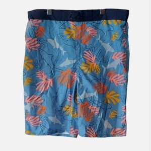 NWT thereabouts Blue Shark And Pink Palm Leaf Swim Board Shorts XL 18/20 Huskey